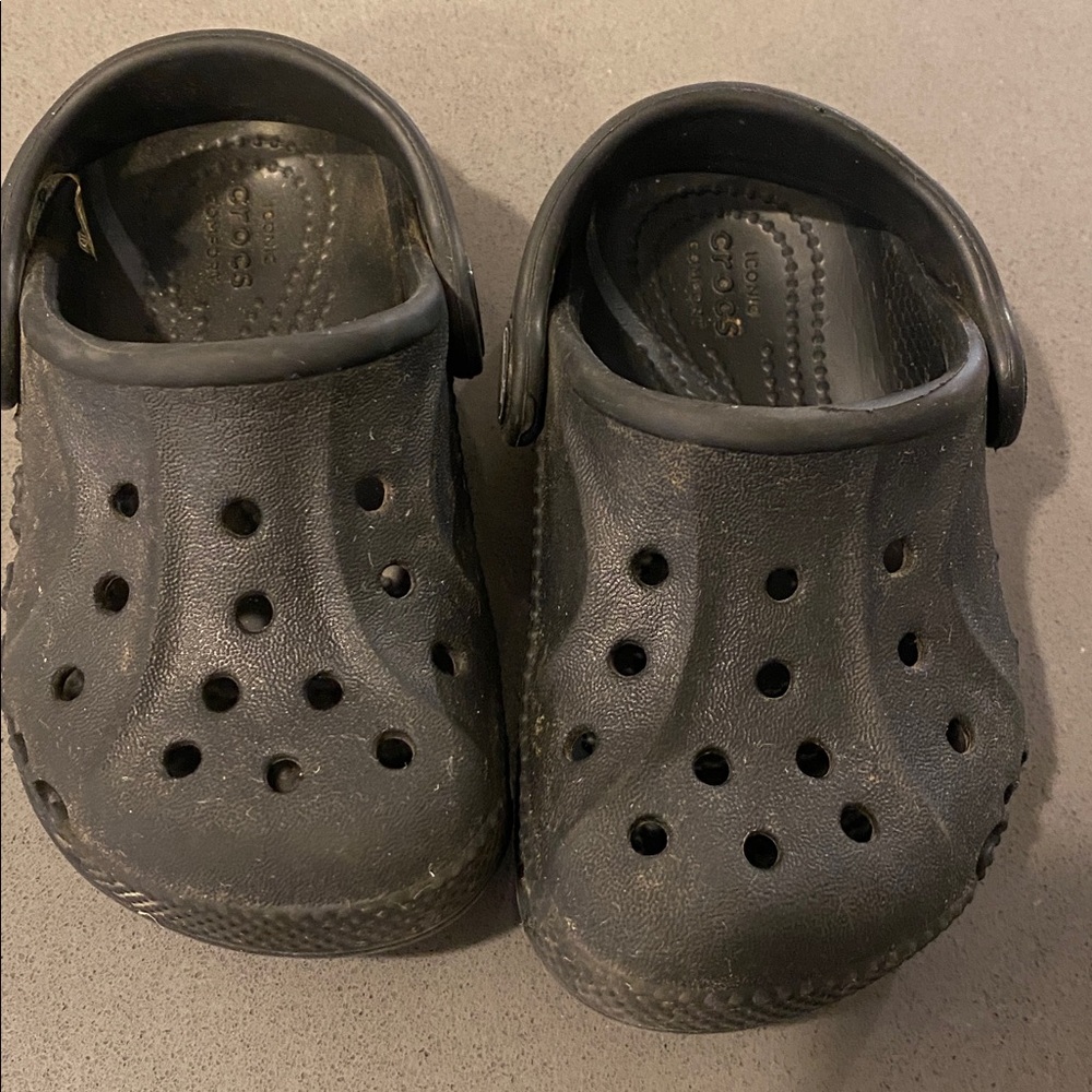CROCS Black Perforated Clogs Toddler size 5